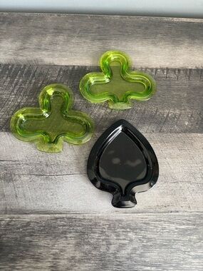 Vintage Westmoreland Glass Green and Black Glass Decorative Trays – Set of 3